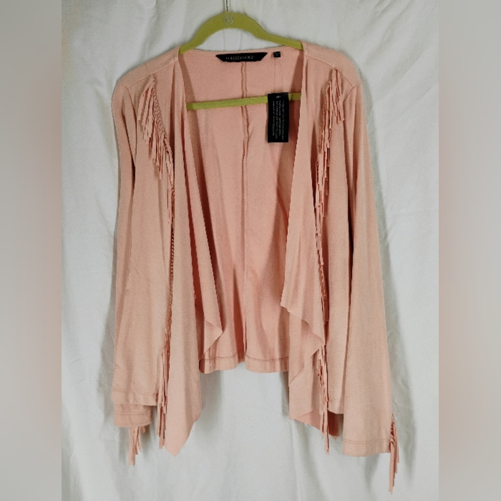 Colleen Lopez Pink Fringe Cardigan